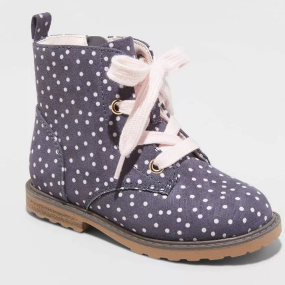 Cat & Jack Toddler Girl's Giovanna Lace-Up Zipper Boots - Charcoal Gray - Picture 1 of 5